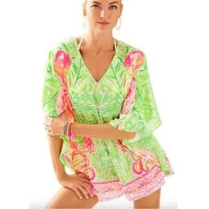 EUC Lilly Pulitzer Mai Tiki Flamingo Romper Medium 🦩🦩🦩